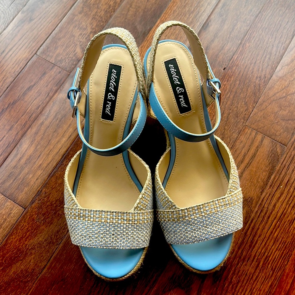Espadrille cream and blue sandals